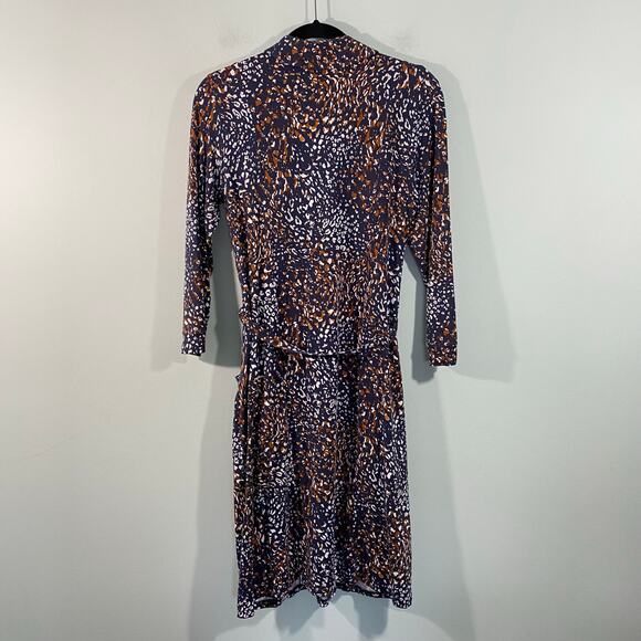 Garnet Hill Women Mixed Print Mavis Button Up Tie Waist Knit Dress Size S - Picture 9 of 9